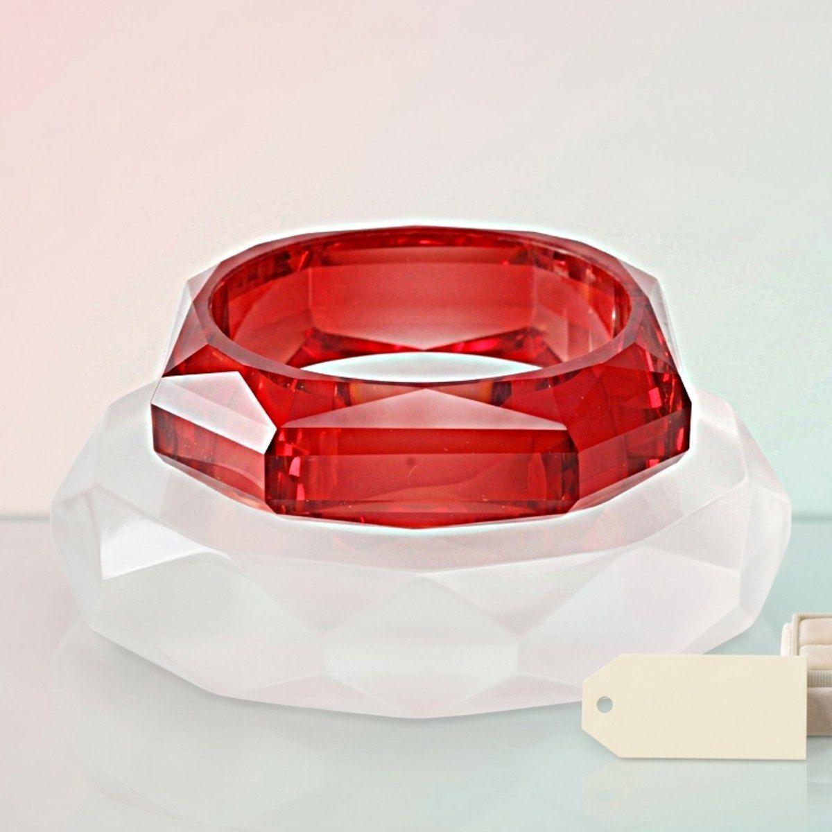 Bangle Transparent Red Octagon Facet Bracelet