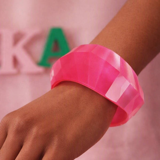 Bangle Retro Pink Shimmer Prism Chunky Bracelet