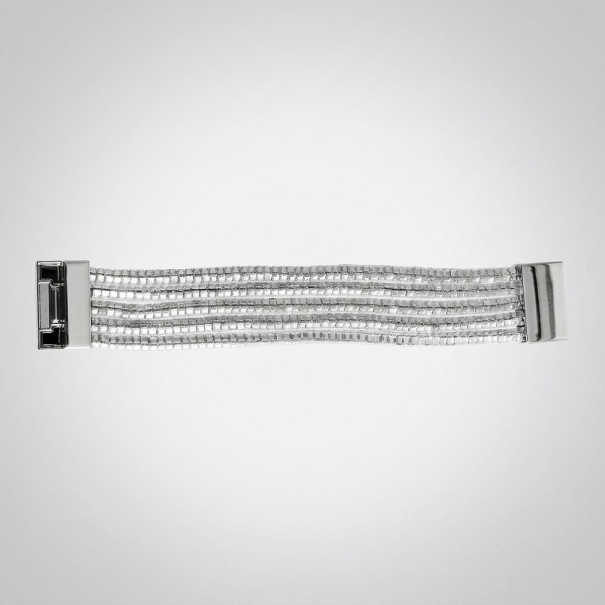 Silver 5 Strand Clear Stone Disco Ball Bracelet