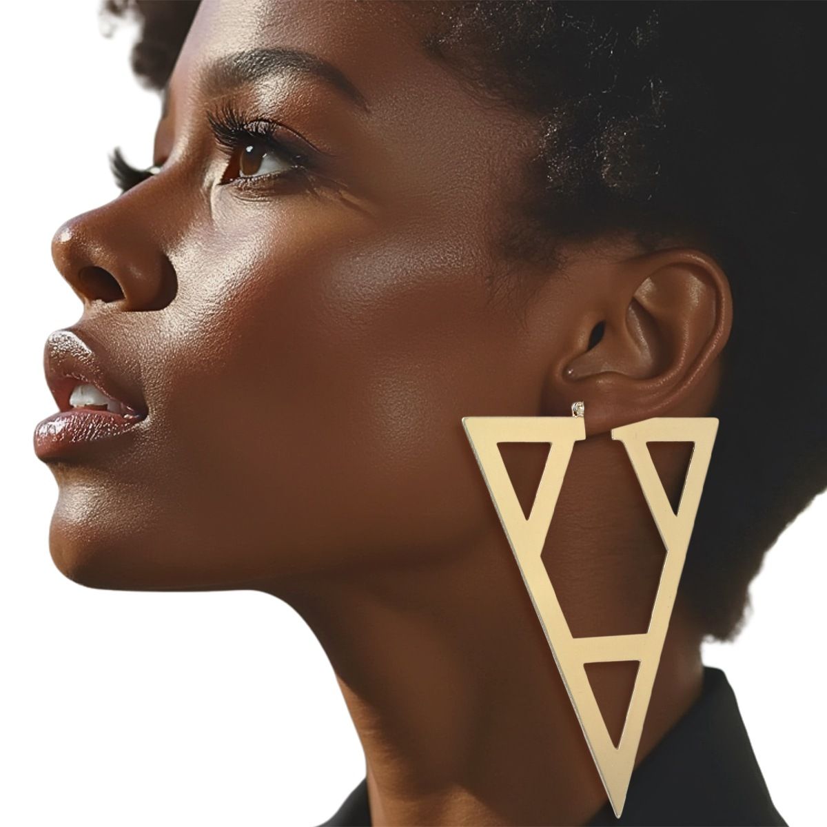 Hoop Geometric Pointed Gold Triangle XL Earrings