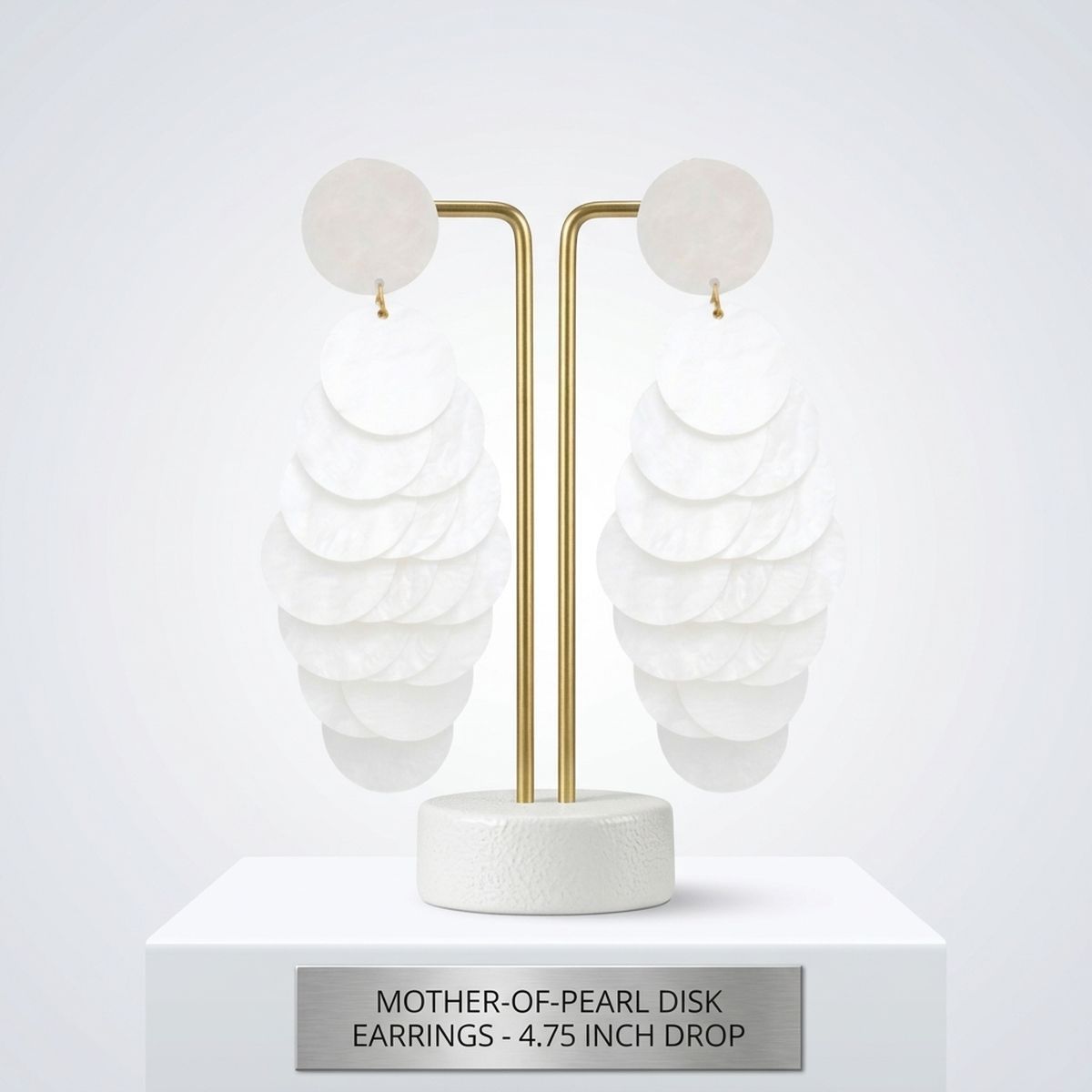 Dangle White Shell Disc Resort Fashion Earrings