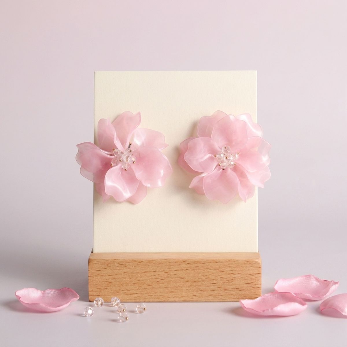 Oversized Light Pink Acrylic Flower Stud Earrings