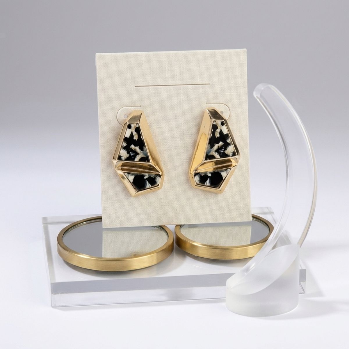 Stud Abstract Black Mosaic Terrazzo Earrings