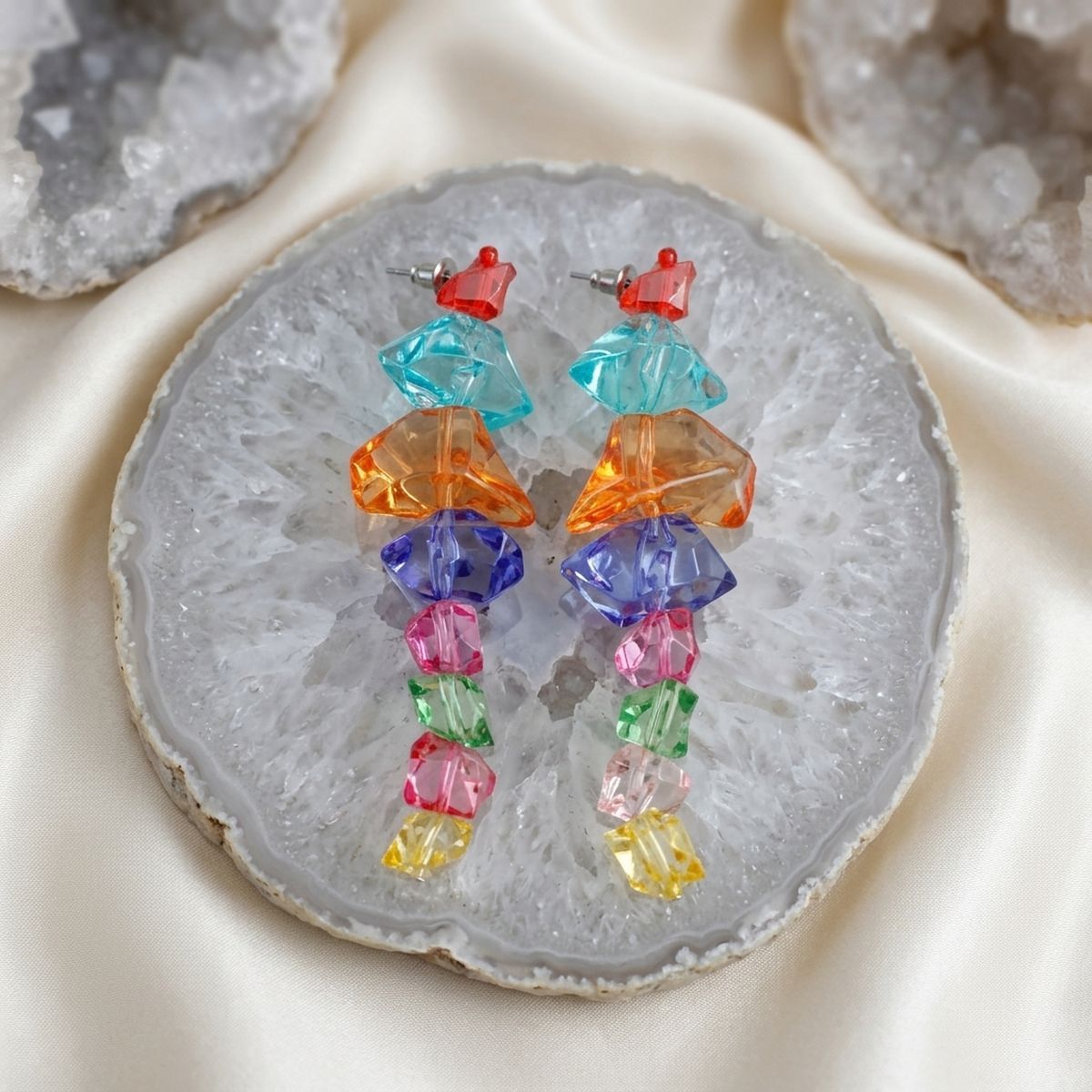 Translucent Colorful Rock Candy Drop Earrings