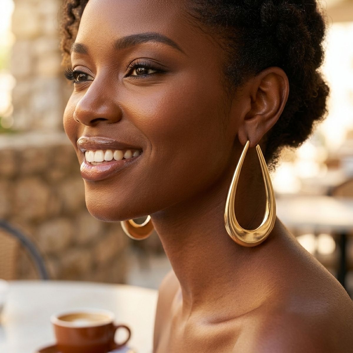 Hoop Gold Oversized Teardrop Chunky Earrings