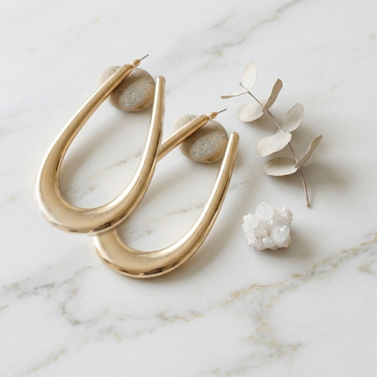 Hoop Gold Oversized Teardrop Chunky Earrings