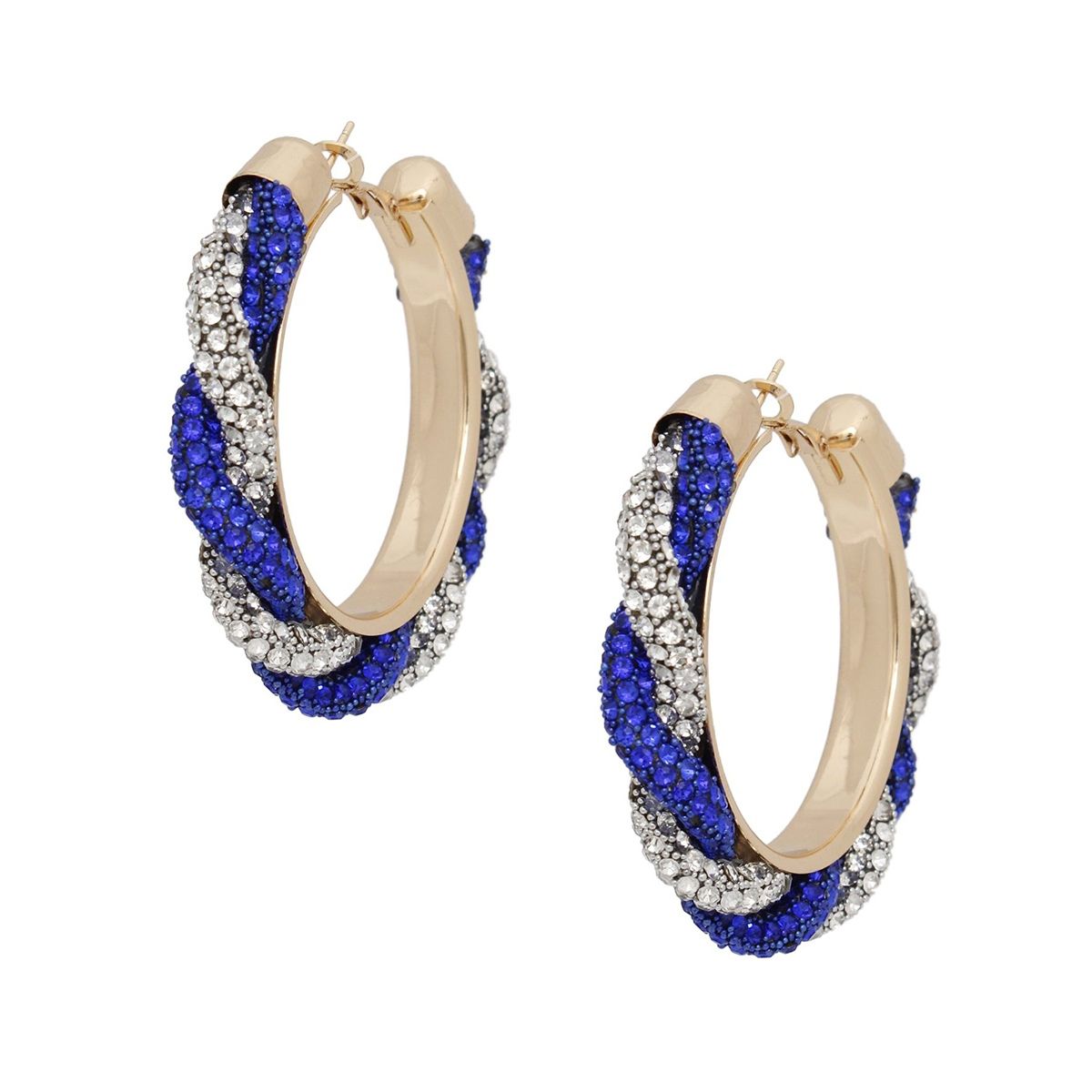 Sorority Vibrant Blue Clear Twisted Tube Hoops