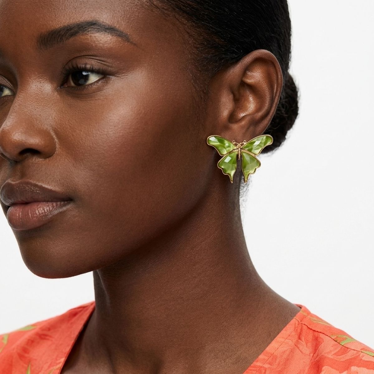 Stud Green Winged Butterfly Free Spirit Earrings