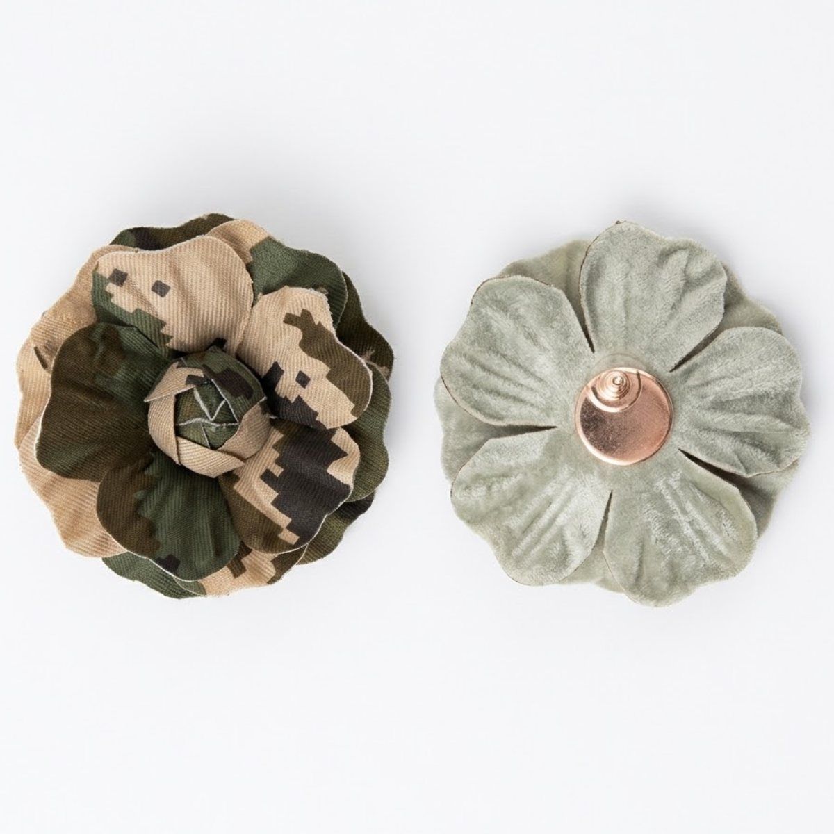 Camouflage Large Dimensional Flower Stud Earrings
