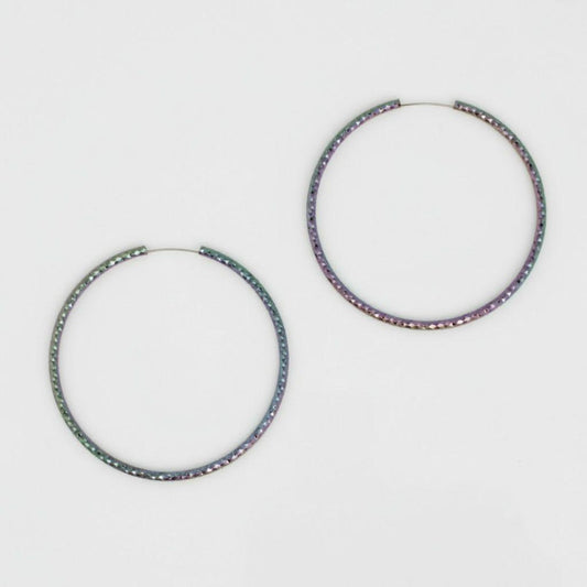 Hoop Endless Rainbow Etched Classic Earrings