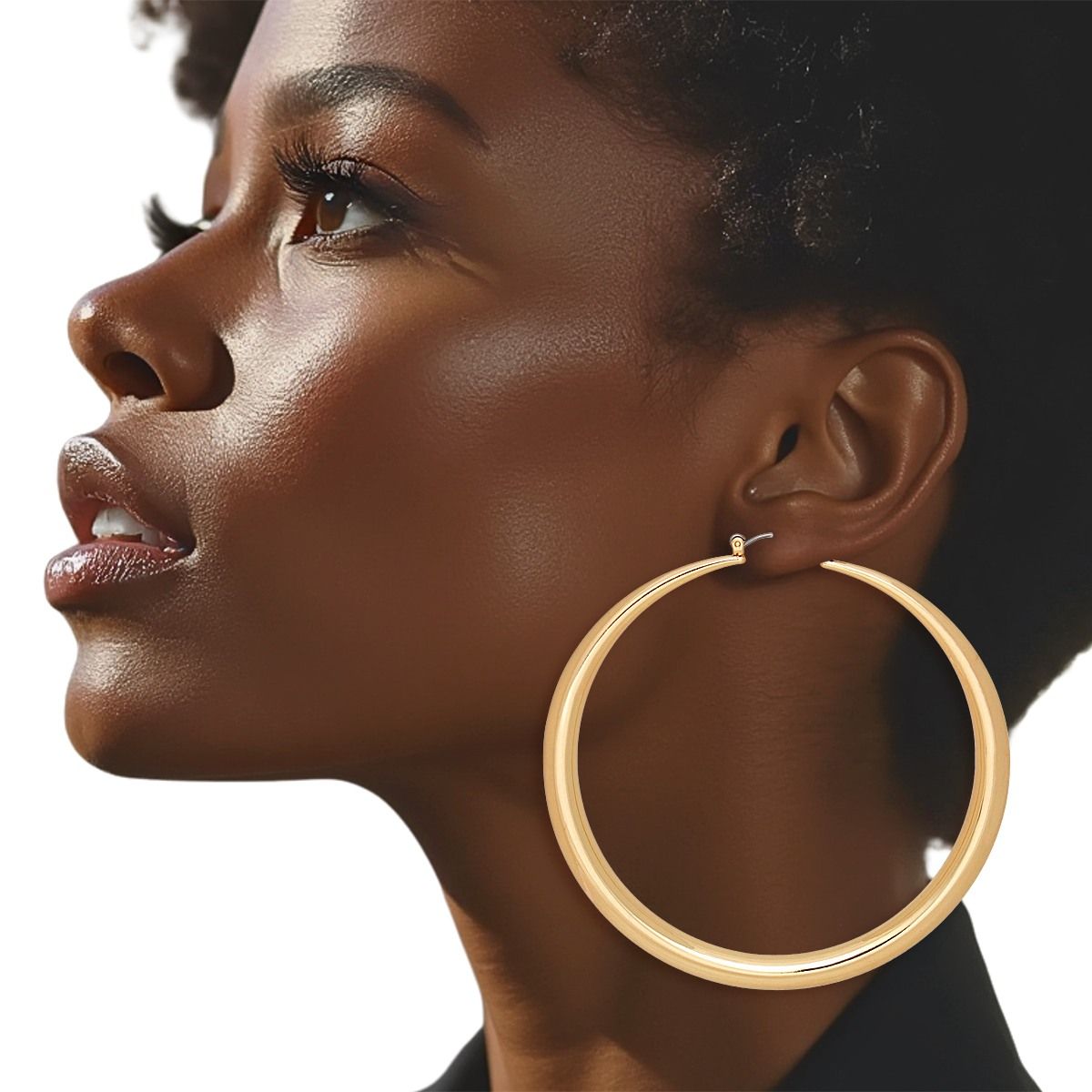 Hoop Sleek Gold Graduated Design Earrings Women