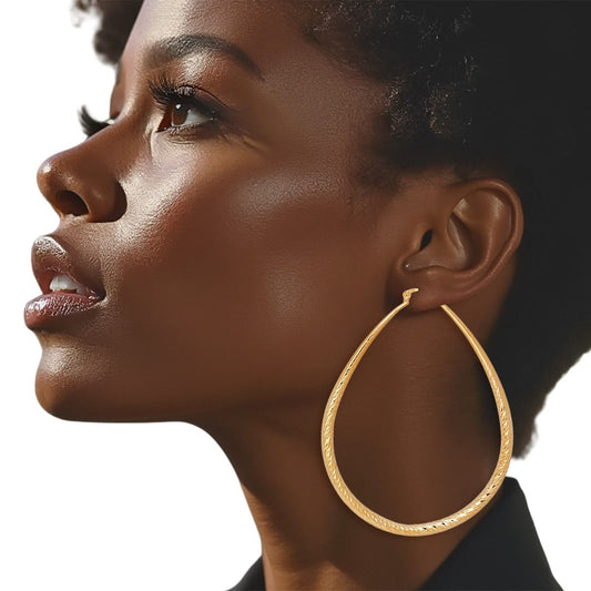 Hoop Etched Gold Teardrop Reinvented Earrings