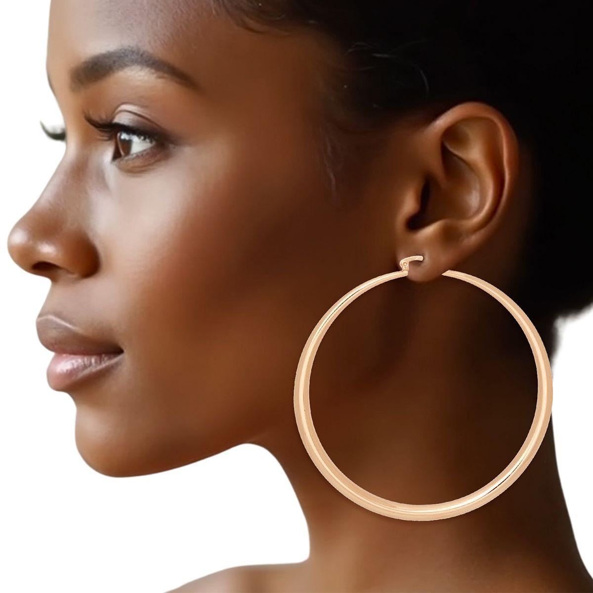 Hoop Classic 3 in Graduated Gold Earrings Women