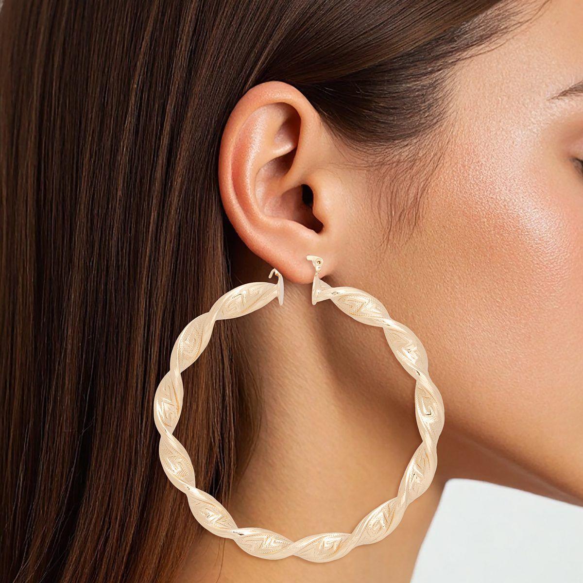 Key Ear Sorter Hoop Gold Twisted Greek Key Earrings for Women – MJs Bohemian Jewels