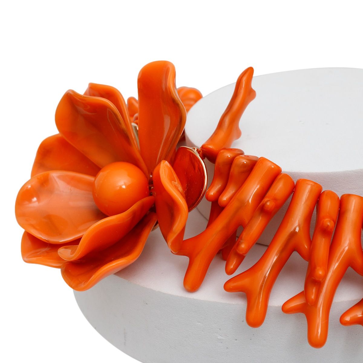 Collar Orange Exotic Goddess Floral Necklace