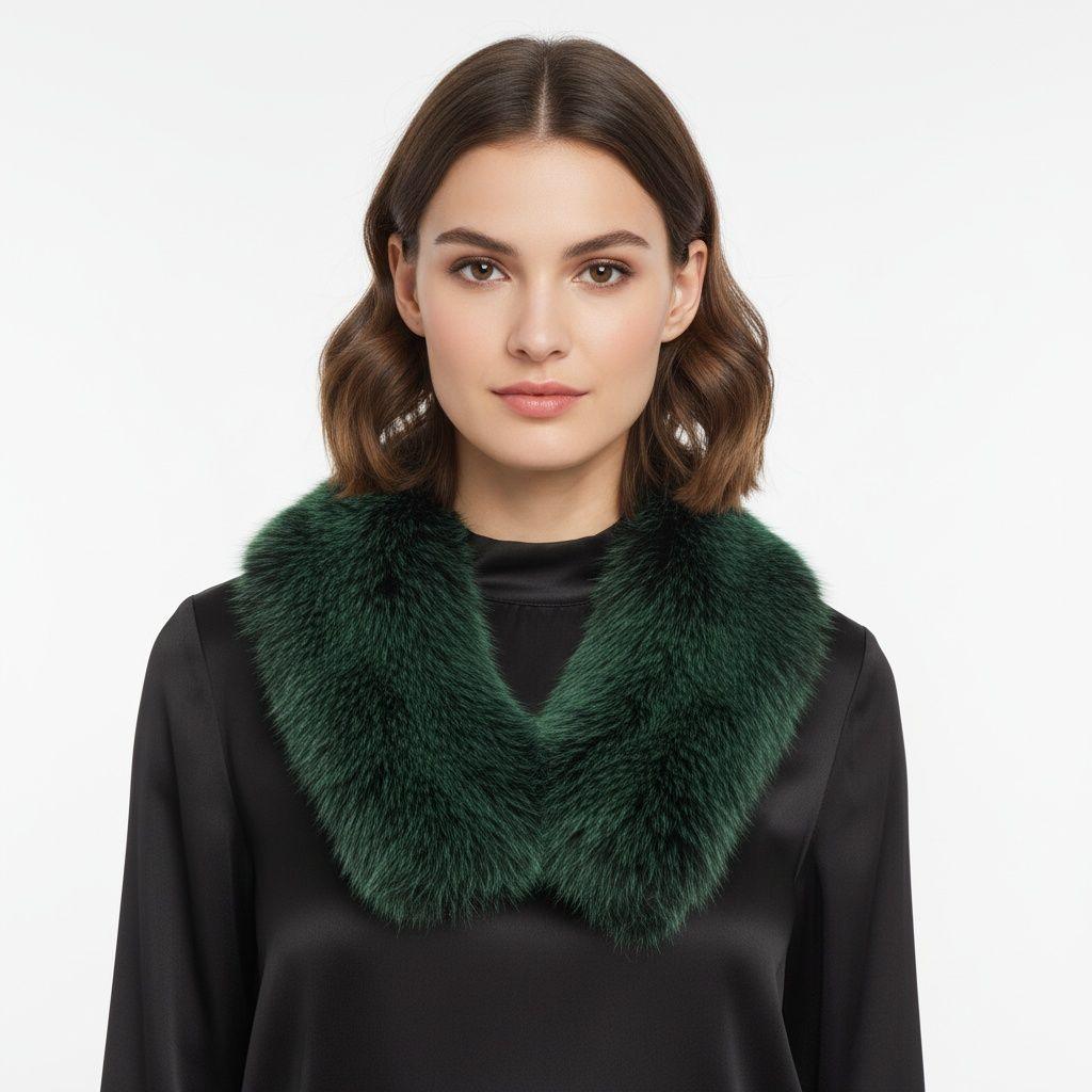 Scarf Luxe Faux Fur Green Collar Winter Stole