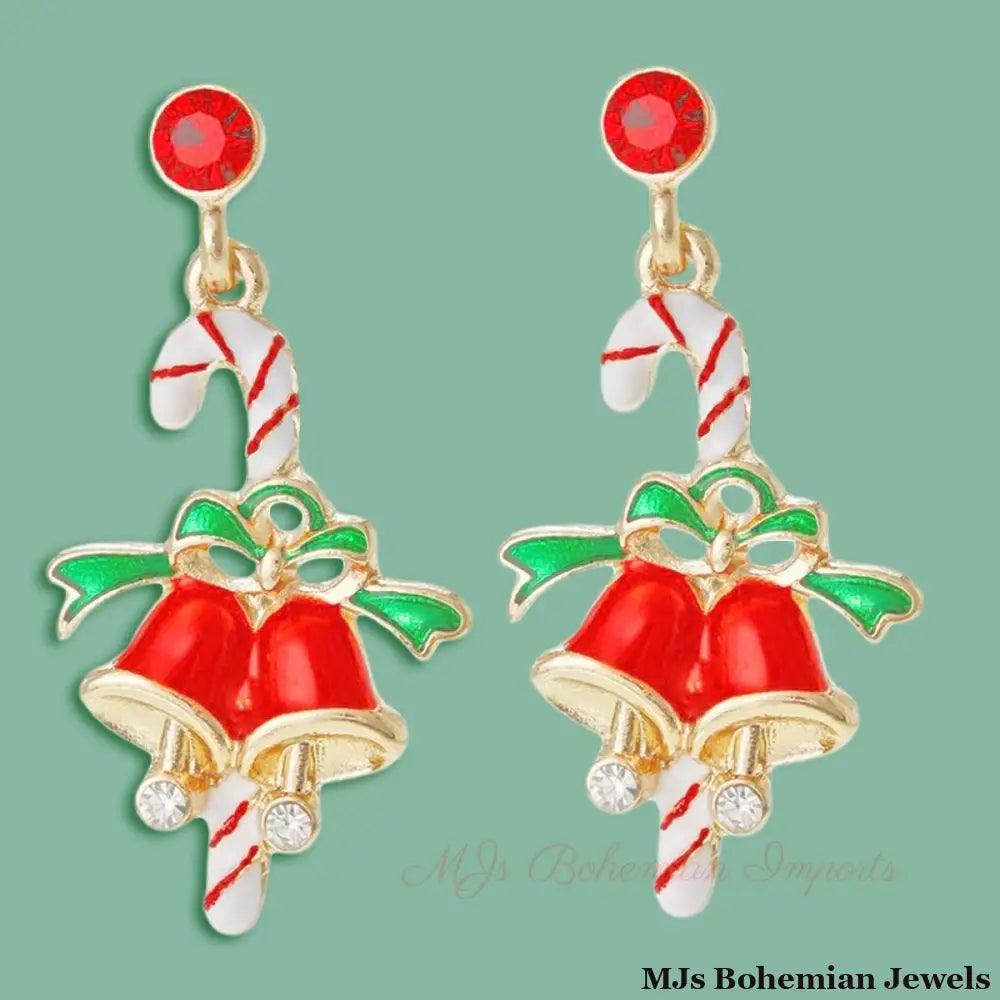Jingle All the Way with Candy Cane and Bell Earrings