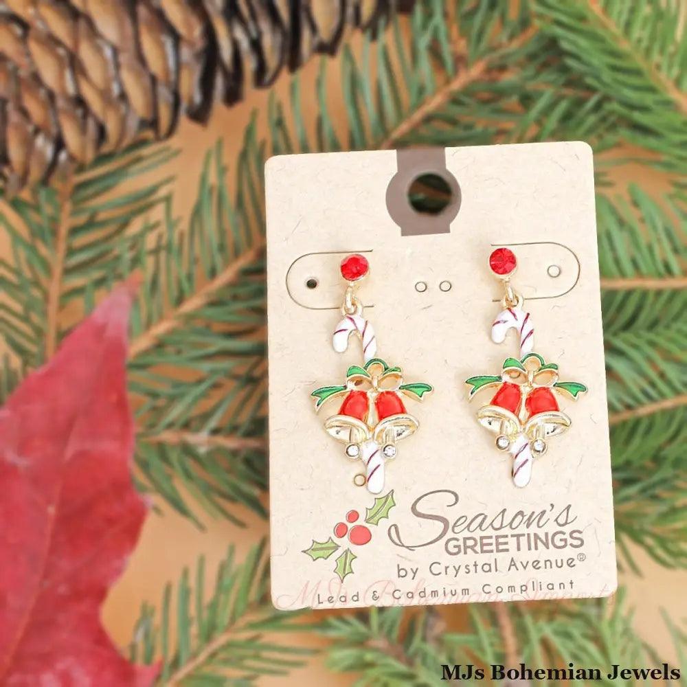 Jingle All the Way with Candy Cane and Bell Earrings