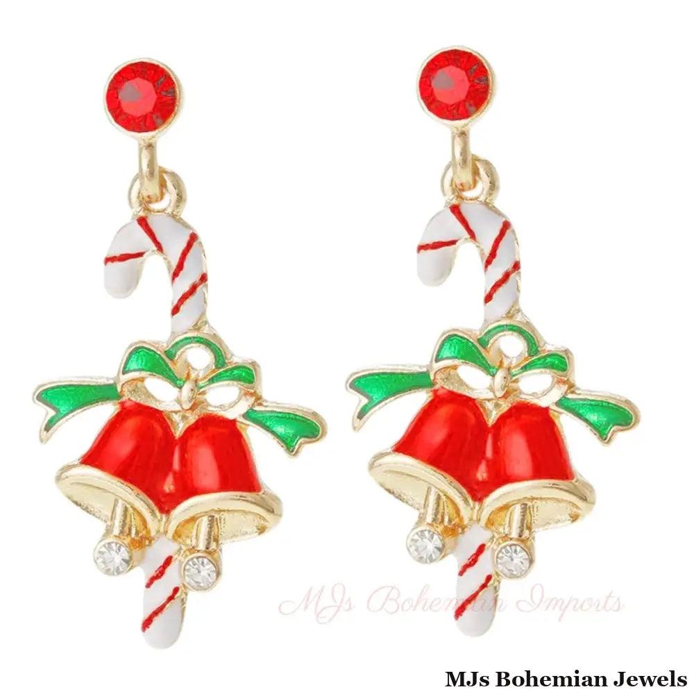 Jingle All the Way with Candy Cane and Bell Earrings