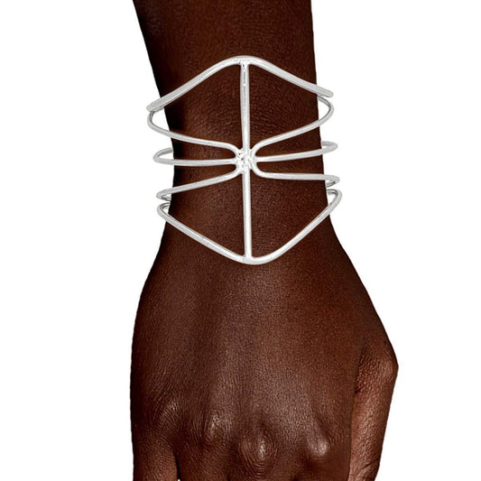 Cuff Silver Minimalistic Geometric Wire Bracelet