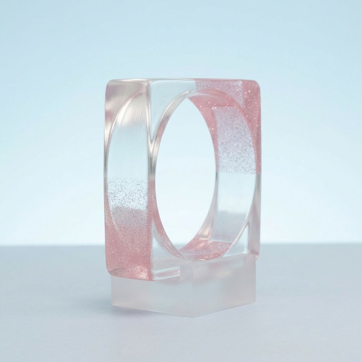 Bangle Pink Glitter and Clear Square Bracelet