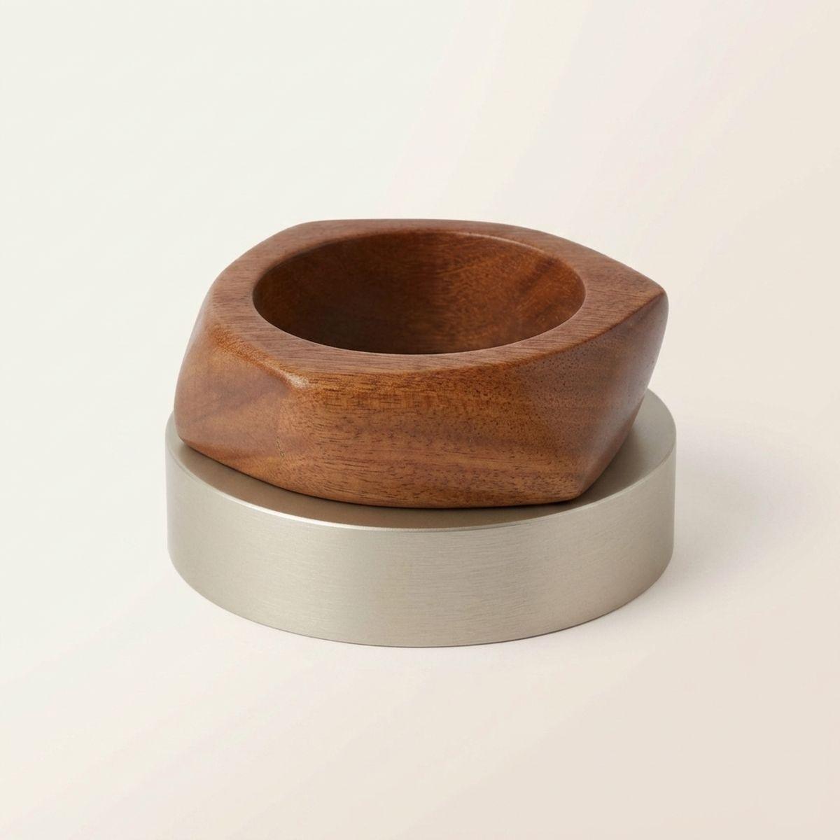 Bangle Dark Wood Grain Pointed Edge Bracelet