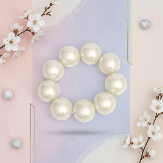 High Gloss Pearlescent Cream 24mm Bead Bracelet