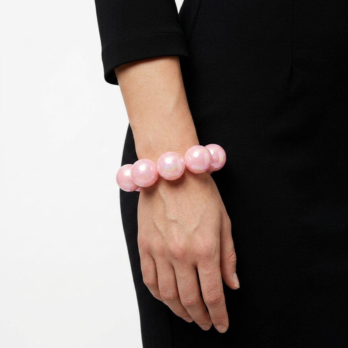 High Gloss Pearlescent Pink 24mm Bead Bracelet
