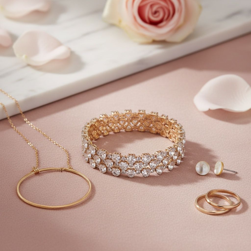 Tennis Heart Crystal CZ Gold Memory Wire Bracelet