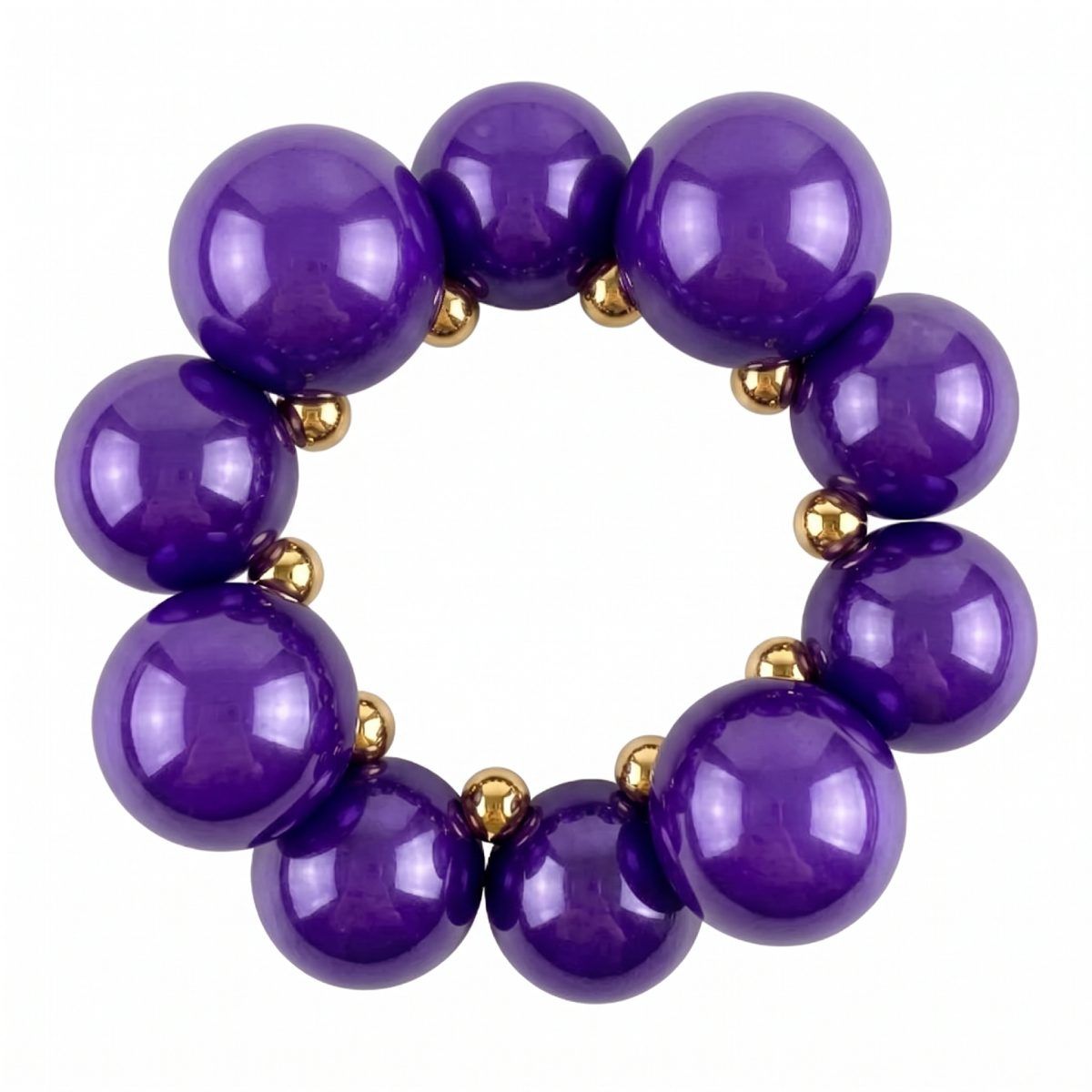 Dark Purple Marble Bubble Ball Bead Necklace