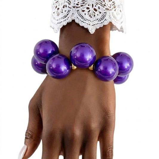 Dark Purple Marble Bubble Ball Bead Necklace