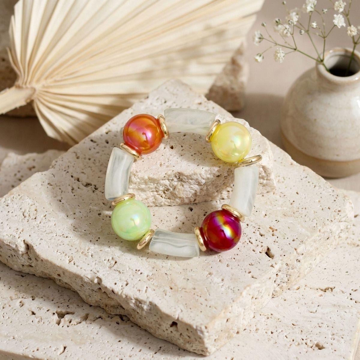 High Gloss Iridescent Bubble Bead Tube Bracelet
