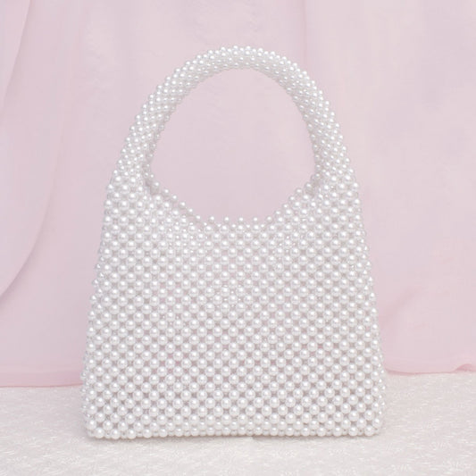 Top Handle Luxe Lady White Pearl Hollywood Handbag