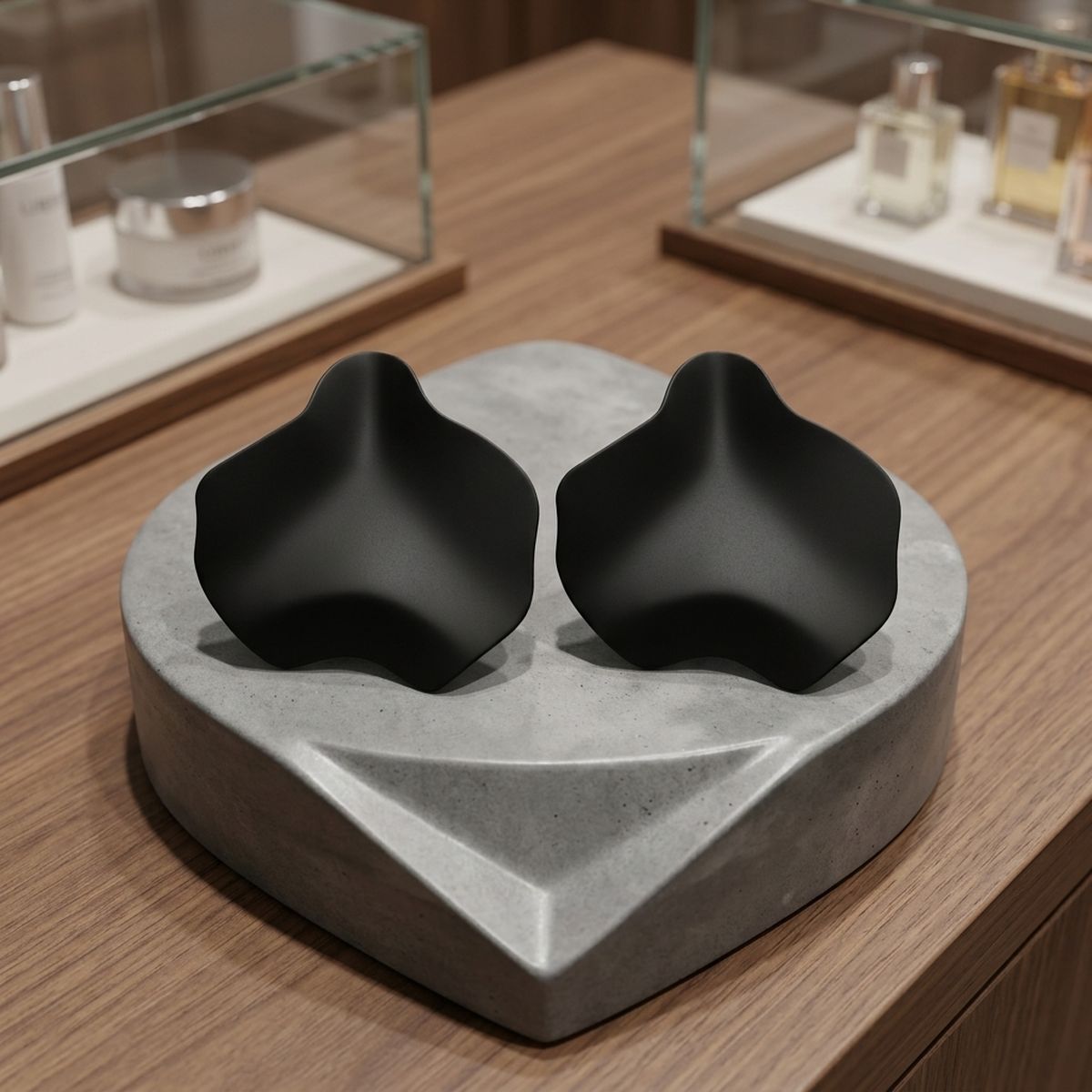 Black Matte Coating Sculpted Stud Earrings