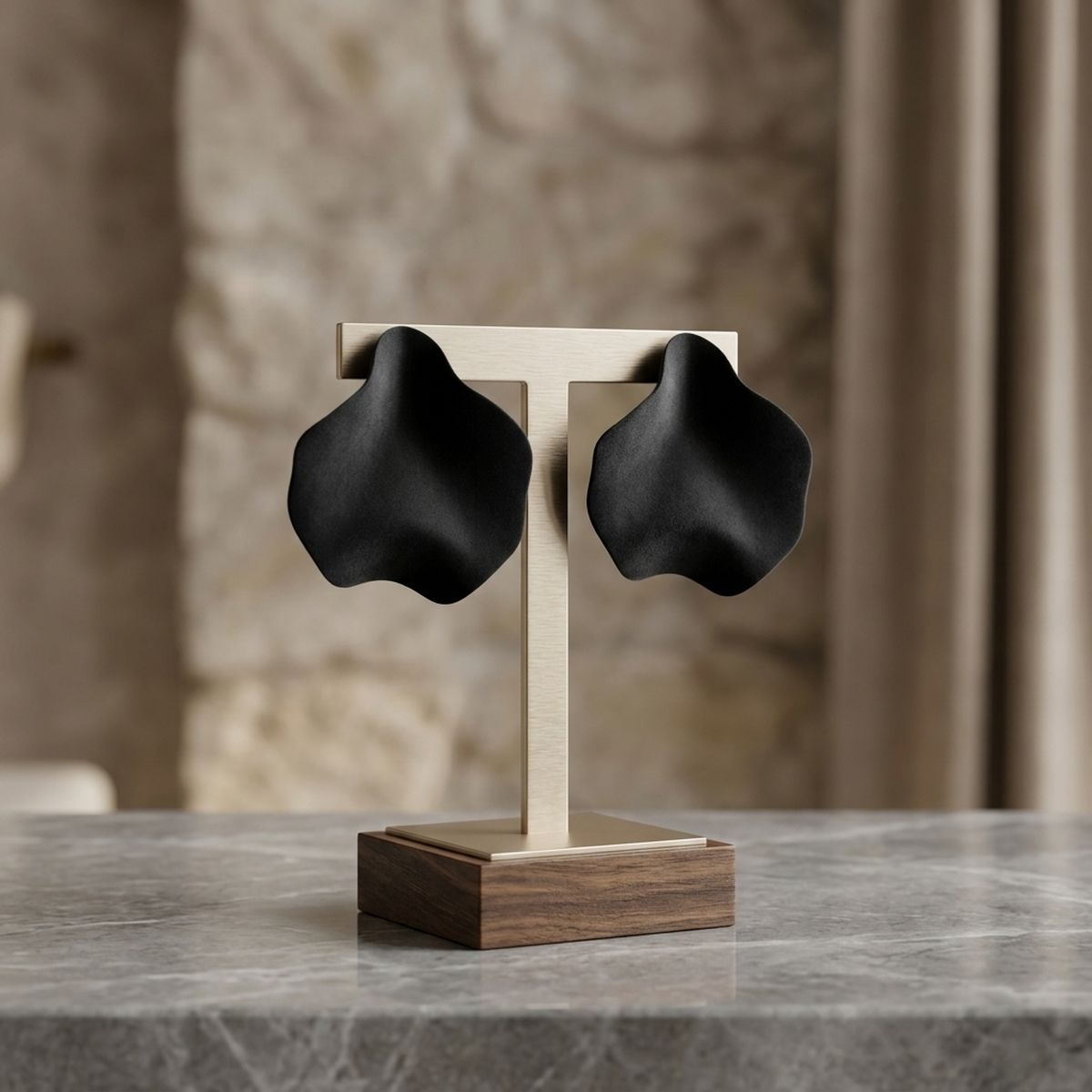 Black Matte Coating Sculpted Stud Earrings