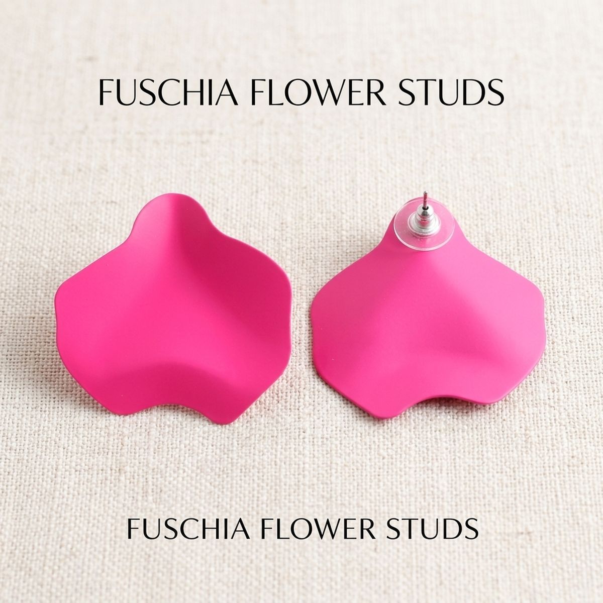 Fuchsia Matte Coating Sculpted Stud Earrings