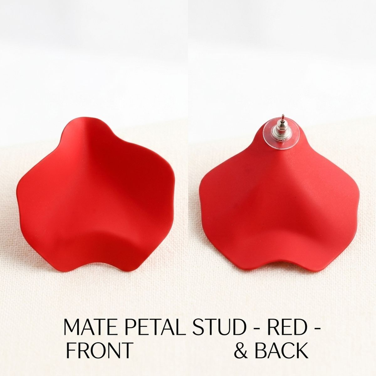 Red Matte Coating Sculpted Stud Earrings