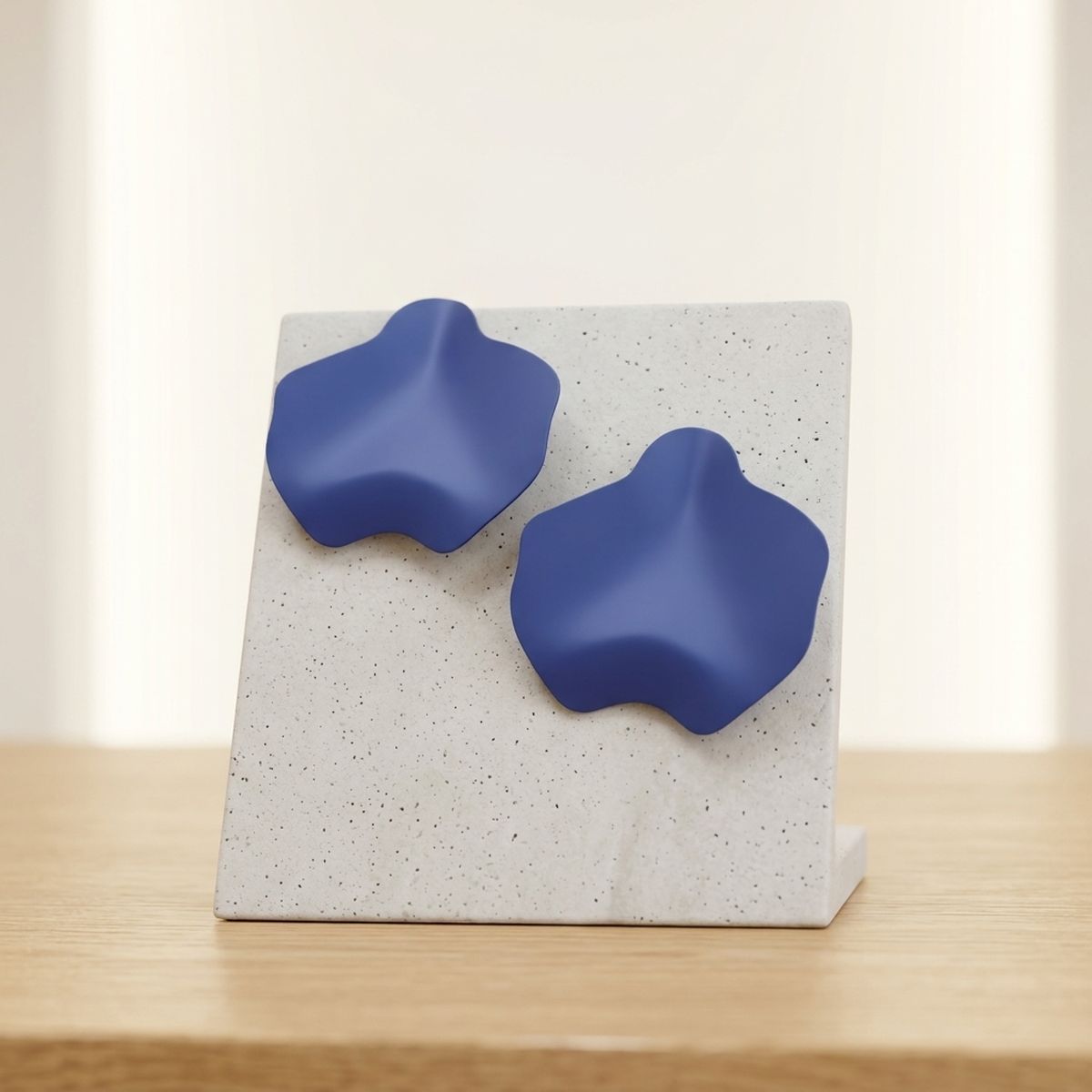 Royal Blue Matte Coating Sculpted Stud Earrings