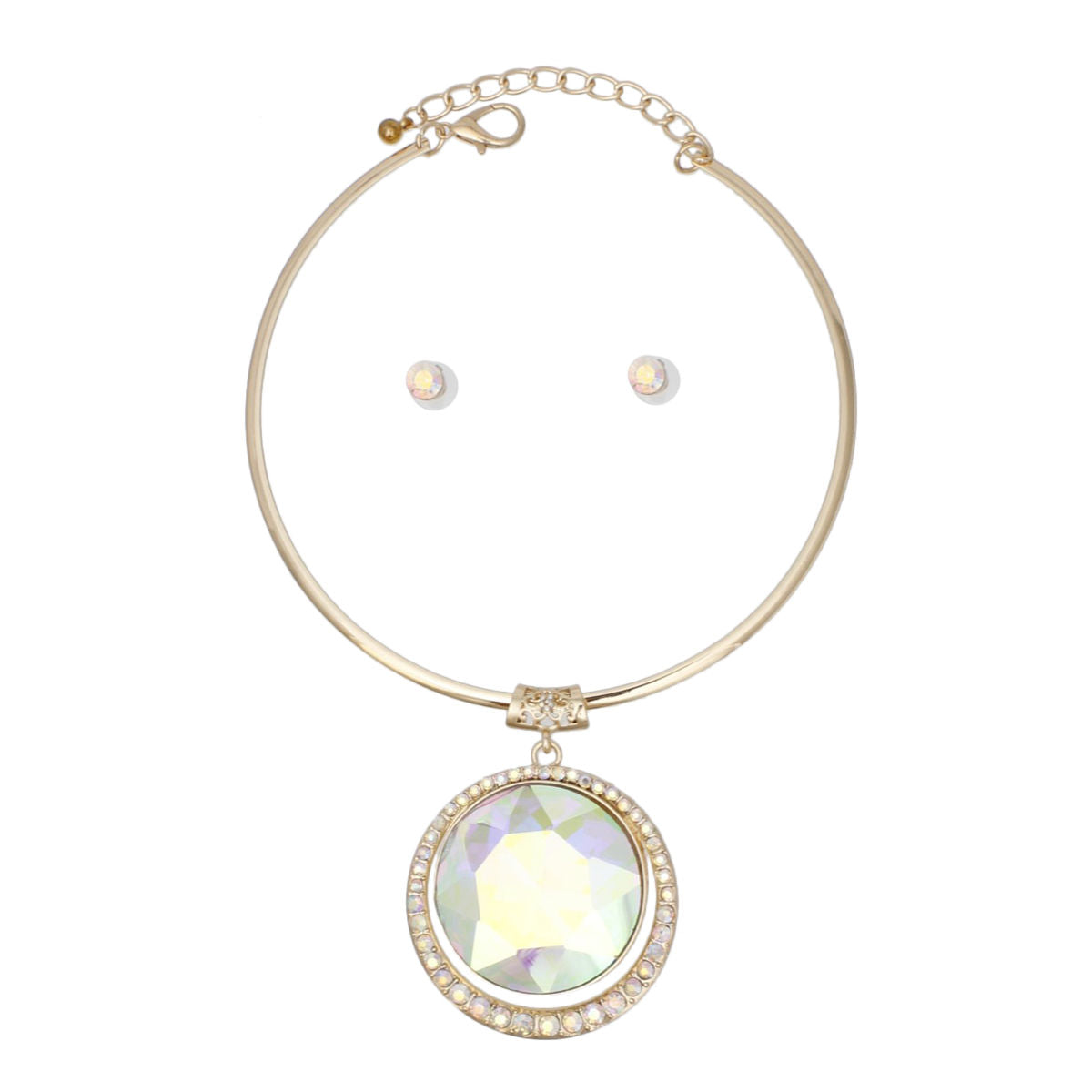Choker Gold Formal Aurbo Round Radiant Pendant