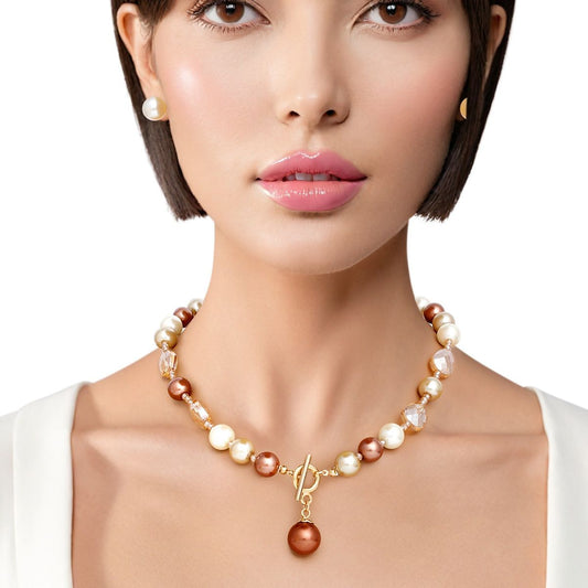 Toggle Shades of Brown Pearl Necklace for Women