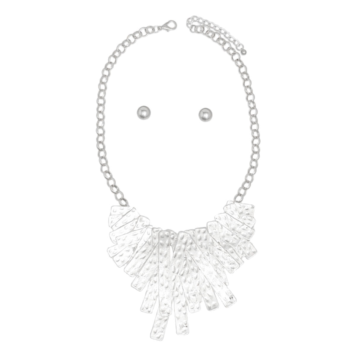 Bib Rigid Silver Oversized Metal Bar Plate Necklace