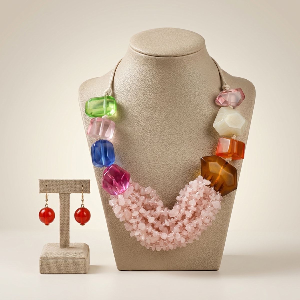 Colorful Geometric 21 Layer Stone Bead Necklace