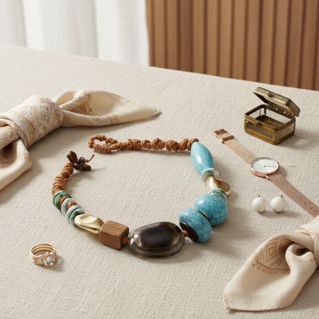 Tribal Natural Elements Turquoise Chunky Necklace