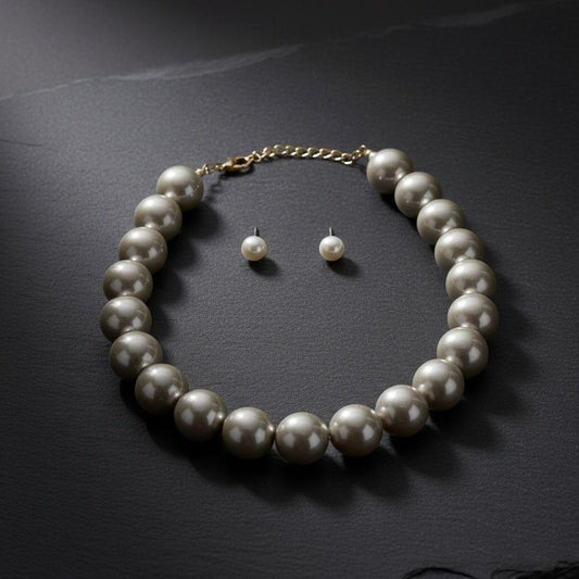 High Gloss Pearlescent Brown 24mm Bead Necklace