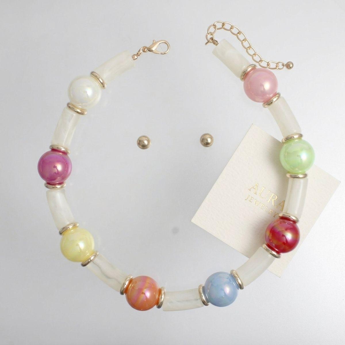 High Gloss Iridescent Bubble Bead Tube Necklace