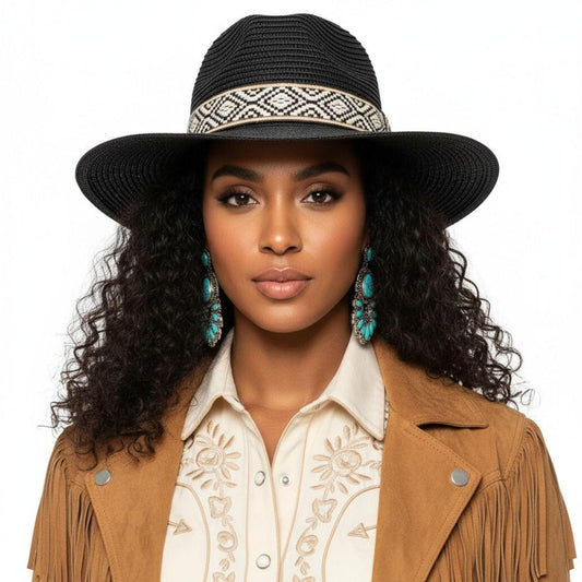 Black Straw Panama Fedora