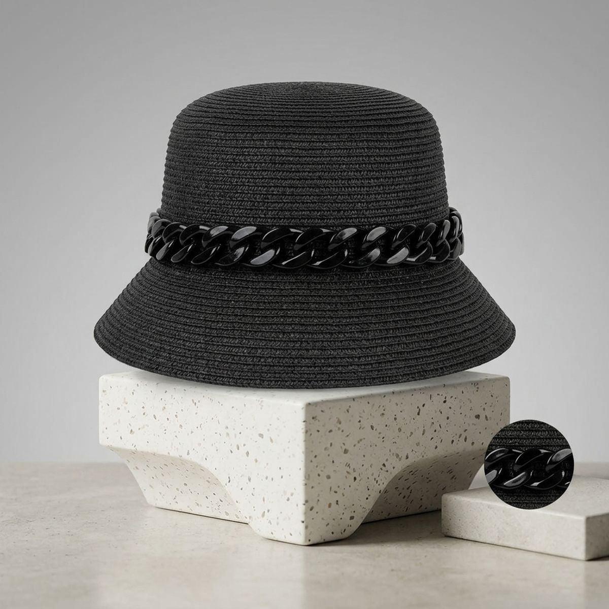 Black Chain Black Bucket Hat