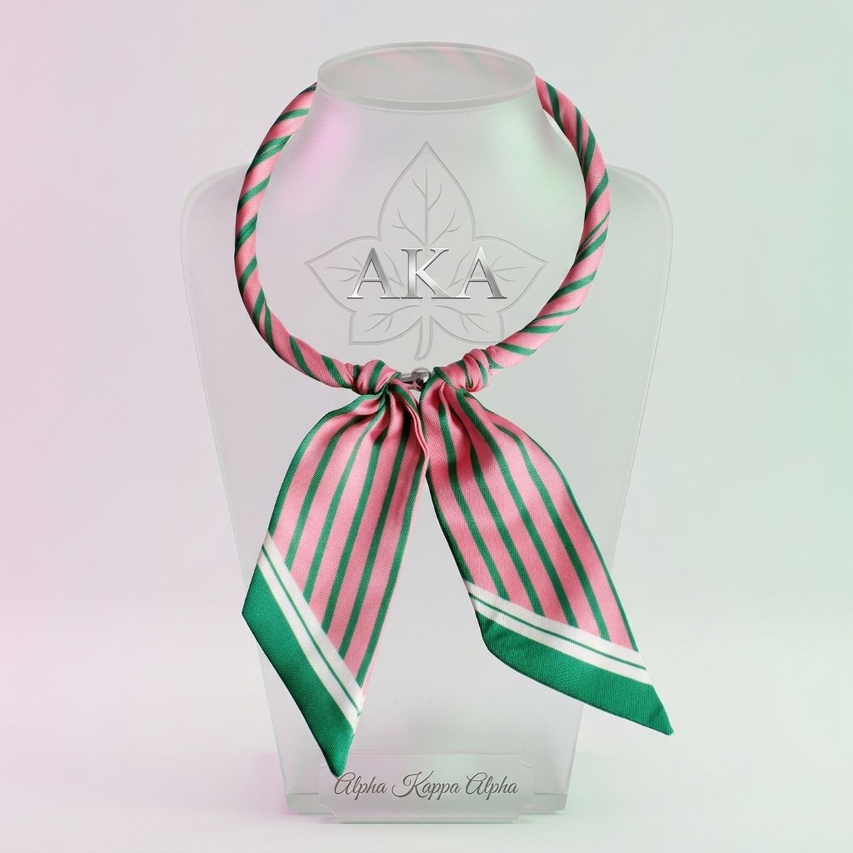 AKA Pink Green Stripe Scarf Magnet Choker Necklace