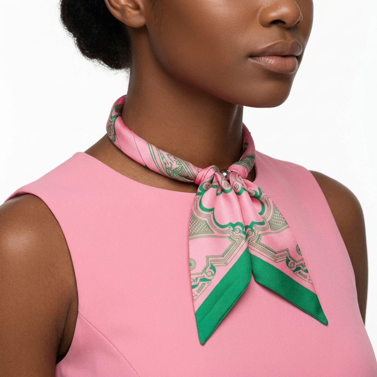 AKA Pink Green Boutique Scarf Magnet Choker Necklace