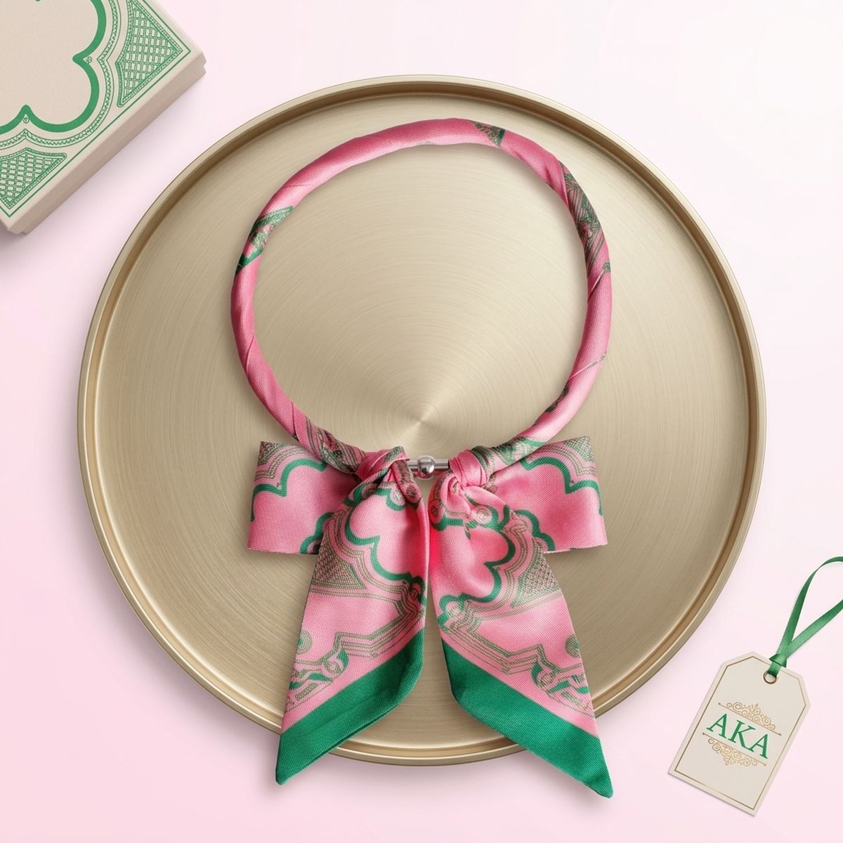 AKA Pink Green Boutique Scarf Magnet Choker Necklace